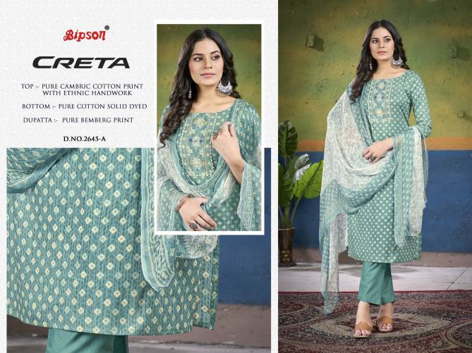 Creta 2645 By Bipson Printed Cambric Cotton Dress Material Wholesale Market In Surat

